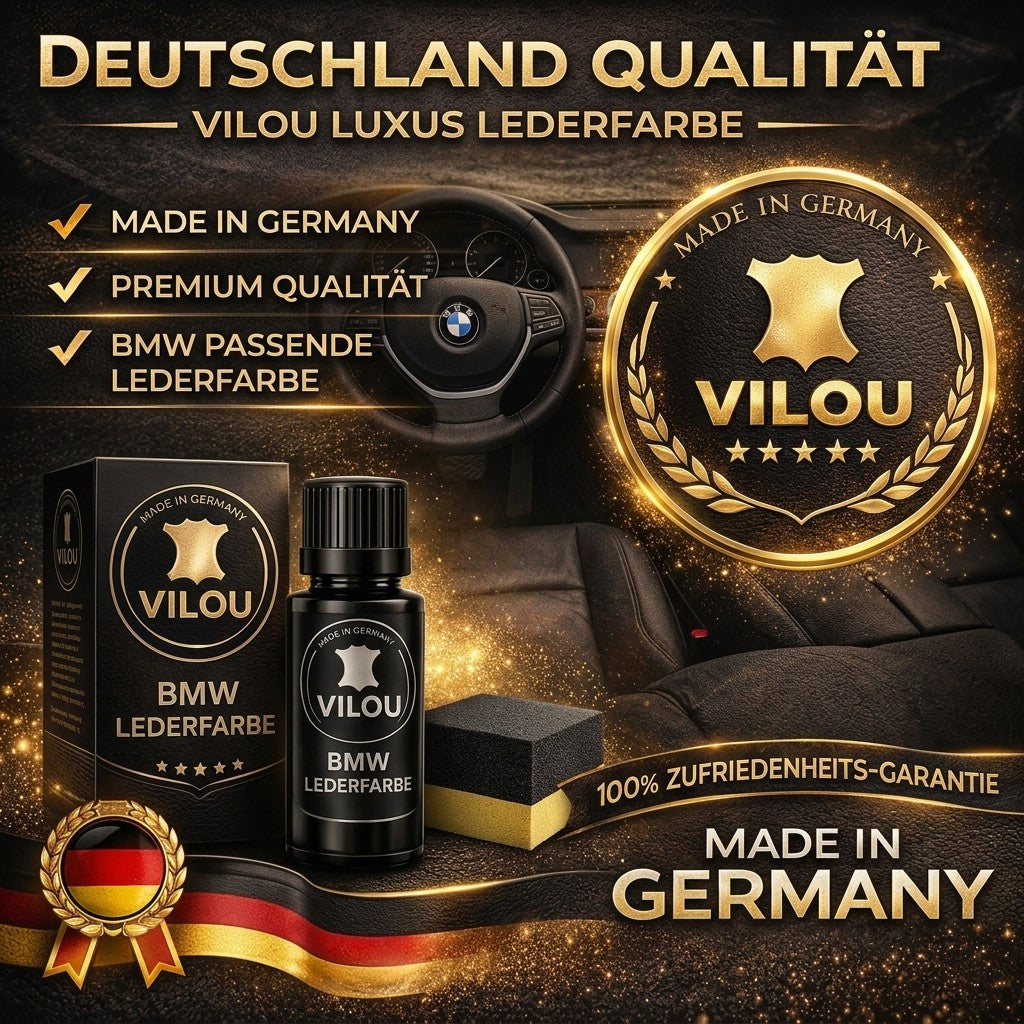 VILOU BMW Lederfarbe Made in Germany – Premium Lederfarbe zur Auffrischung von BMW Ledersitzen, Lenkrädern und Innenausstattung