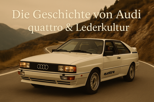 Enthält die wichtigsten Keywords (Audi Ur-quattro, Audi Geschichte, Lederkultur, Lederpflege, Lederfarbe, Originalfarbton)