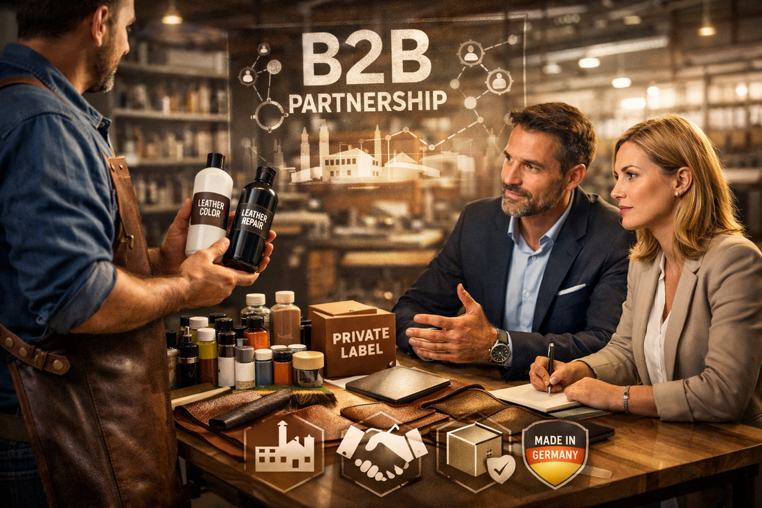 B2B-Partnerschaft im Lederbereich: Hersteller präsentiert Lederfarbe und Lederreparatur-Produkte für Händler, Distributoren und Private-Label-Partner – Made in Germany