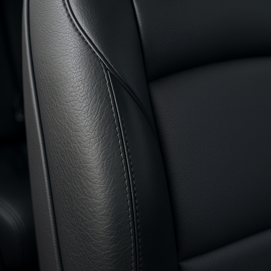 BMW Sitzwange Nahaufnahme – Vorher/Nachher Reparatur mit 30ml Lederfarbe Schwarz