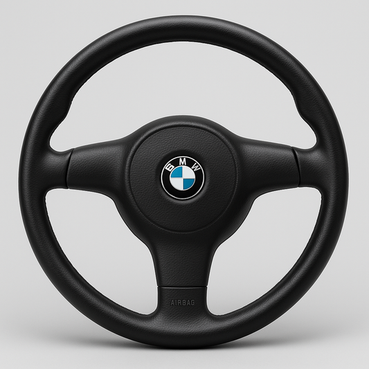 Schwarzes BMW E30 Lenkrad aus Leder – mit BMW Lenkrad Reparatur Set