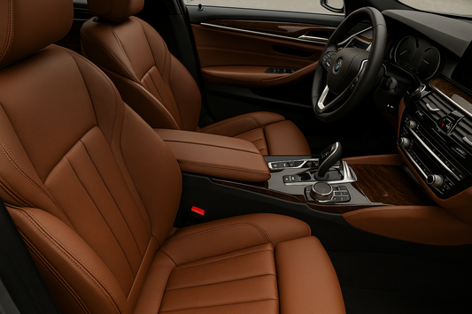BMW Interieur mit Ledersitzen in Amarobraun – exklusiver BMW Individual Farbton für Sitze, Türverkleidungen und Lenkräder.