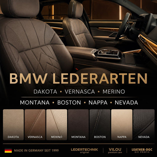 BMW Lederarten: Dakota, Vernasca, Merino, Montana, Boston, Nappa & Nevada - Ledertechnik-Shop