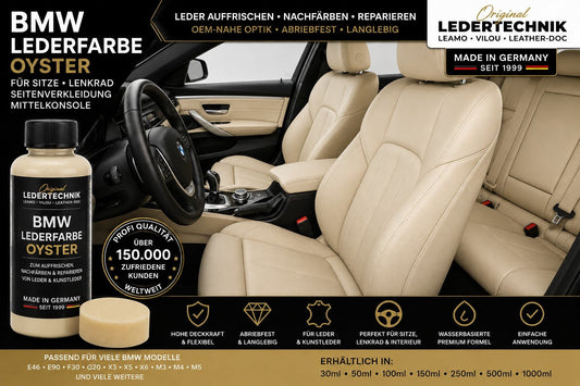 BMW Lederfarbe Oyster Leder Reparatur für Sitze und Lenkräder - Ledertechnik-Shop