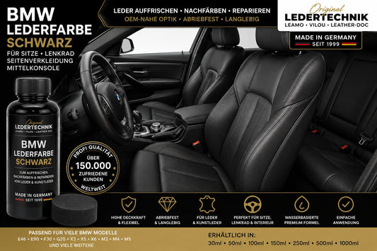 BMW Lederfarbe Schwarz für Sitze Lenkrad Seitenverkleidung Leder Innenraum