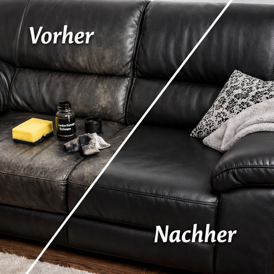Ledercouch schwarz färben – Vorher Nachher Leder auffrischen
