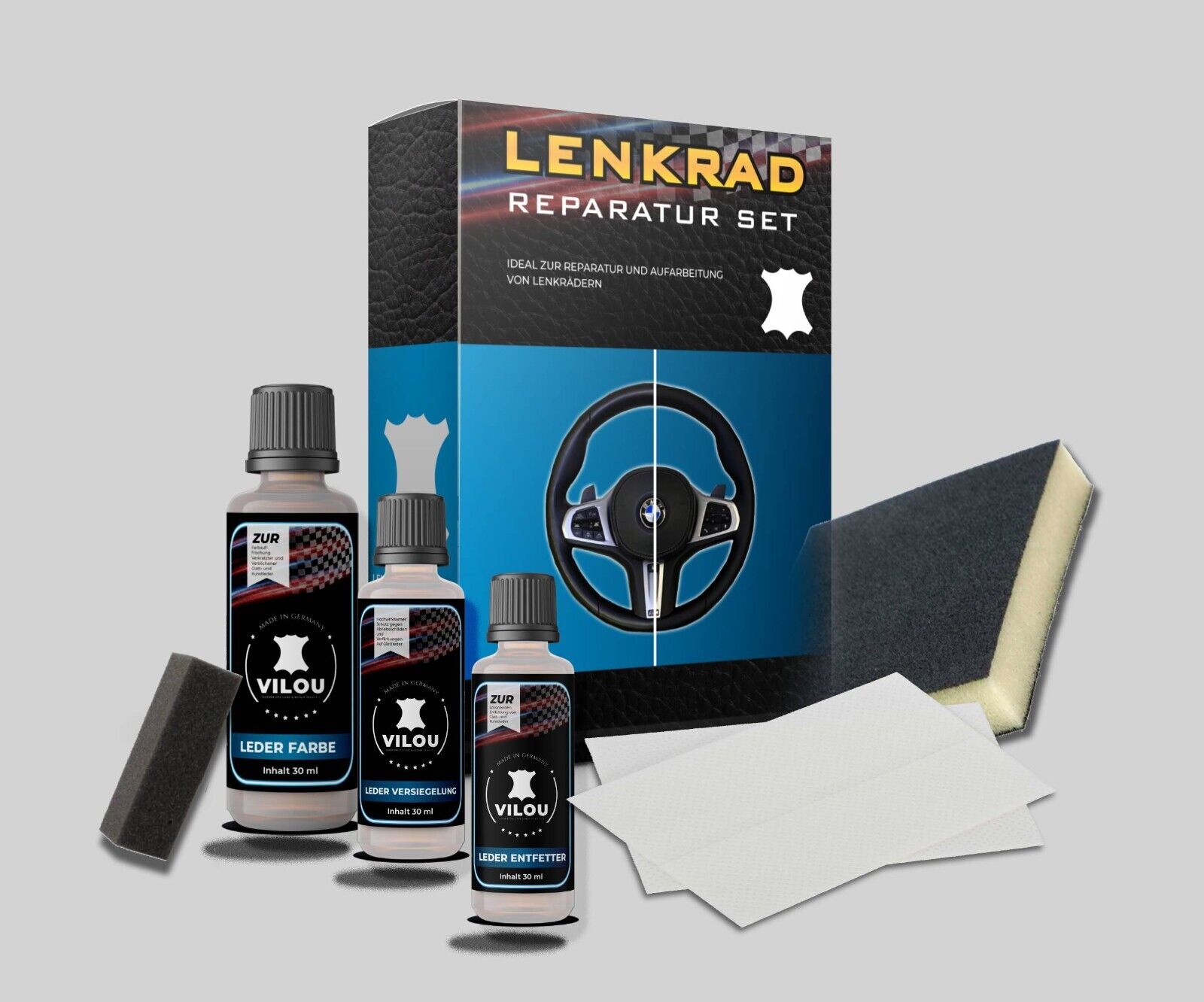 30ml Leder-Lenkrad-Reparatur-Set zur Pflege und Reparatur von Auto-Lederlenkrädern - Ledertechnik-Shop
