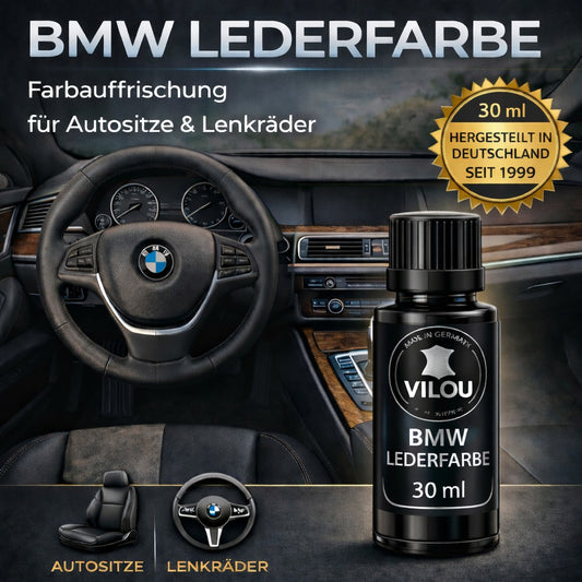 BMW Lederfarbe 30 ml VILOU Lederfarbe zur Farbauffrischung für BMW Autositze und Lenkräder Made in Germany seit 1999