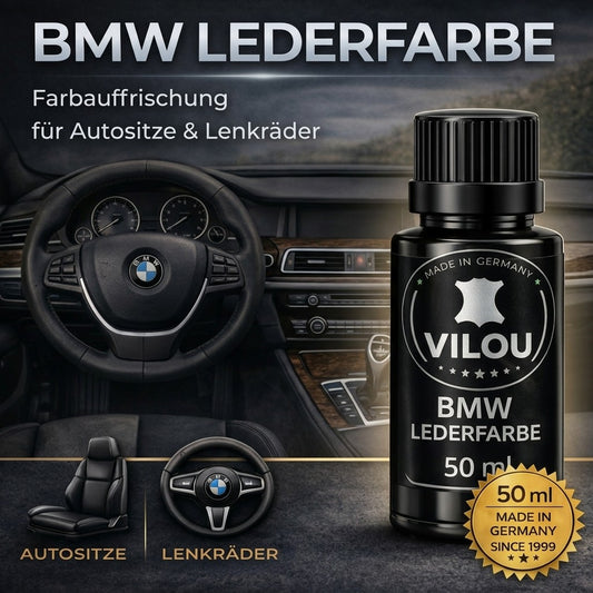 BMW Lederfarbe 30 ml VILOU Lederfarbe zur Farbauffrischung für BMW Autositze und Lenkräder Made in Germany seit 1999